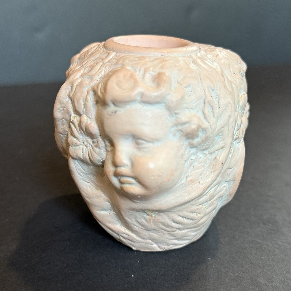 Vintage Cherub Angel Taper Candle Stick Holder Art Nouveau Baroque 3D Coquette